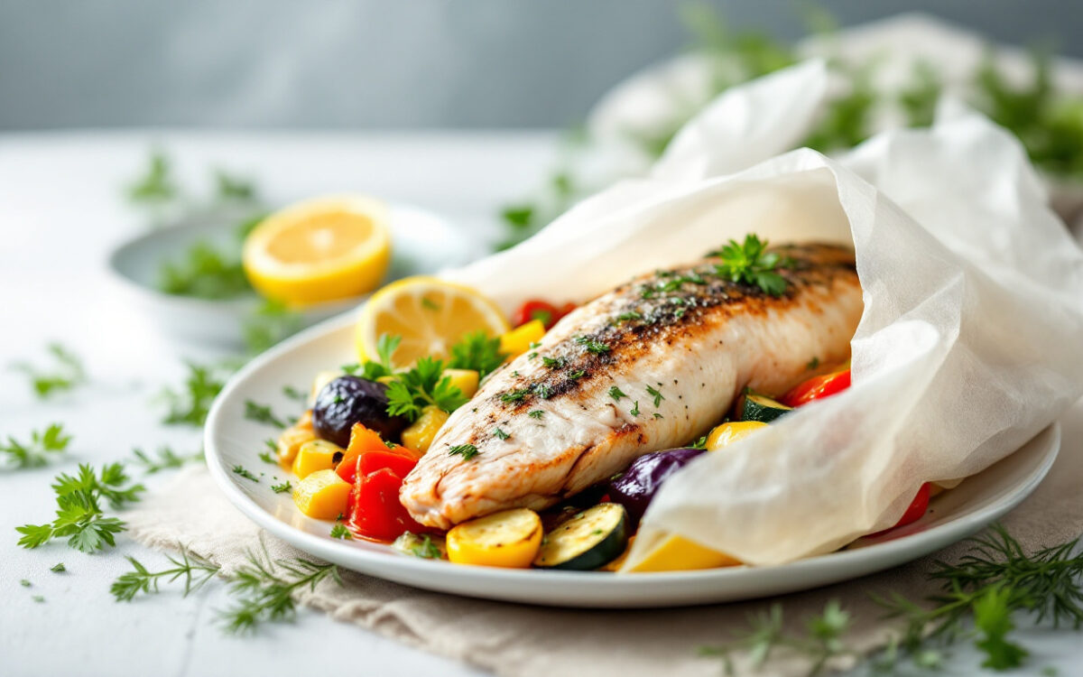 Branzino al cartoccio con verdure e limone