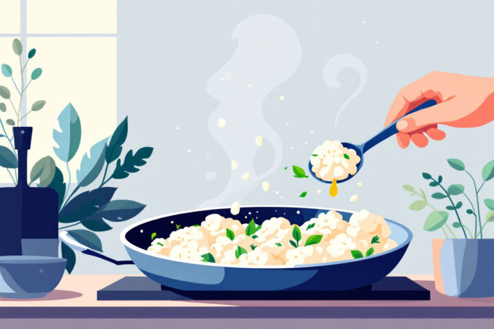 Cavolfiore che rosola nell'olio d'oliva