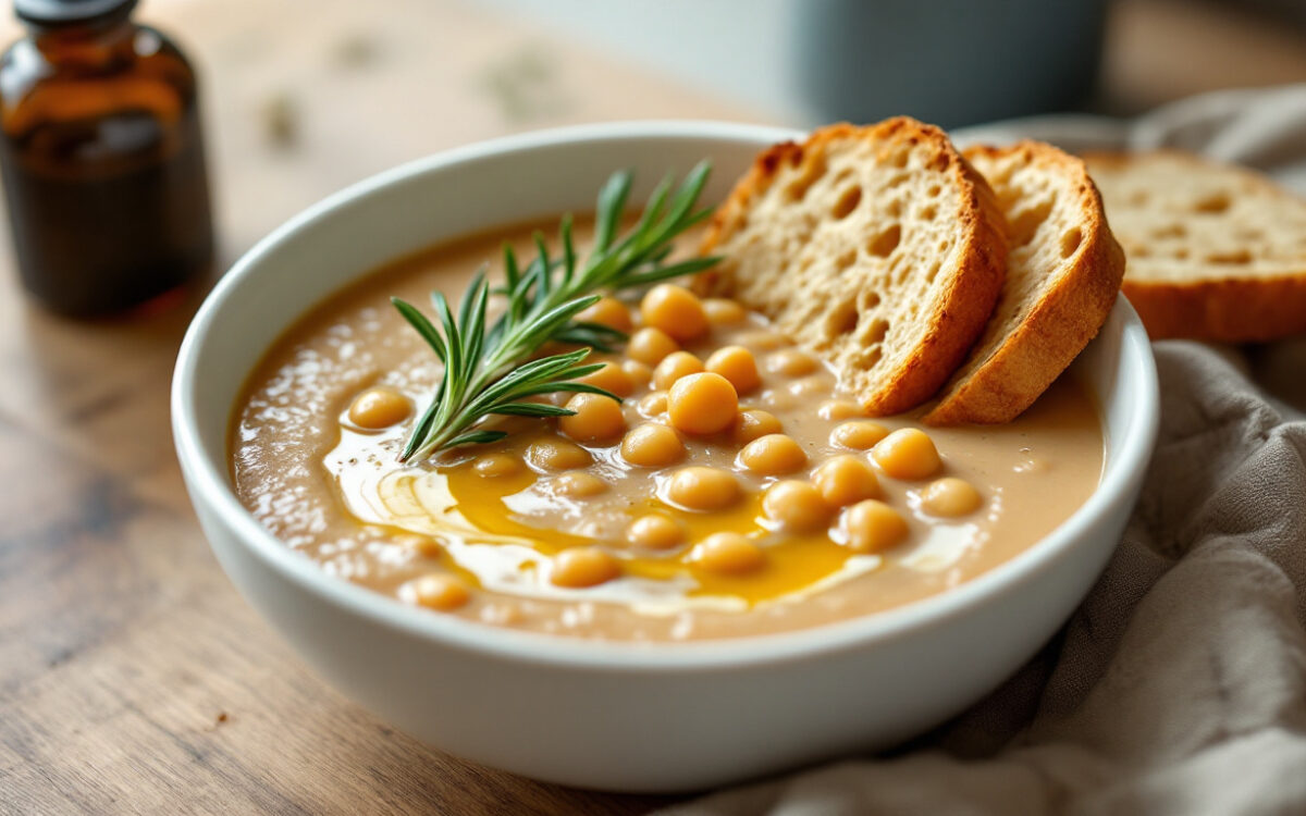 Crema di ceci e rosmarino con crostini integrali