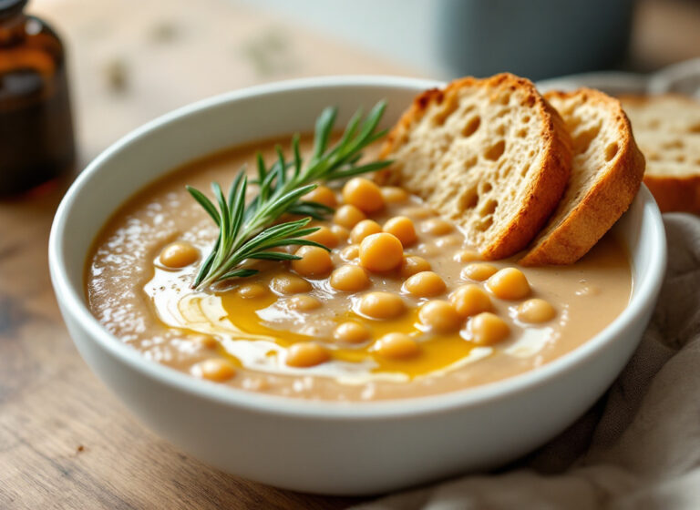 Crema di ceci e rosmarino con crostini integrali