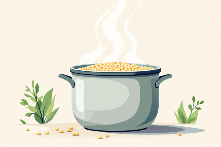 Farro perlato che cuoce in acqua bollente